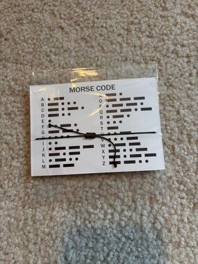 Morse Code Card with Black Cord Bracelet
